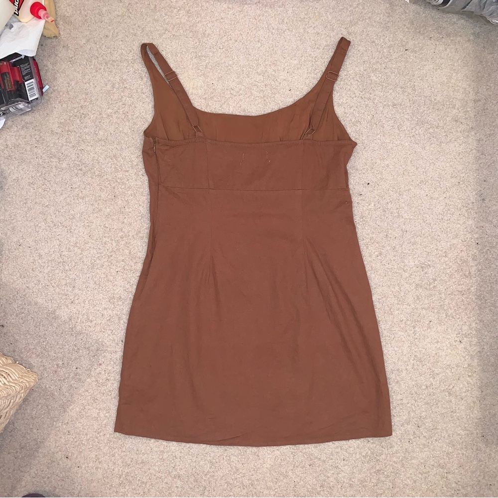 Urban Outfitters Sleeveless Mini Dress Tan/Chocolate Brown - Picture 2 of 8